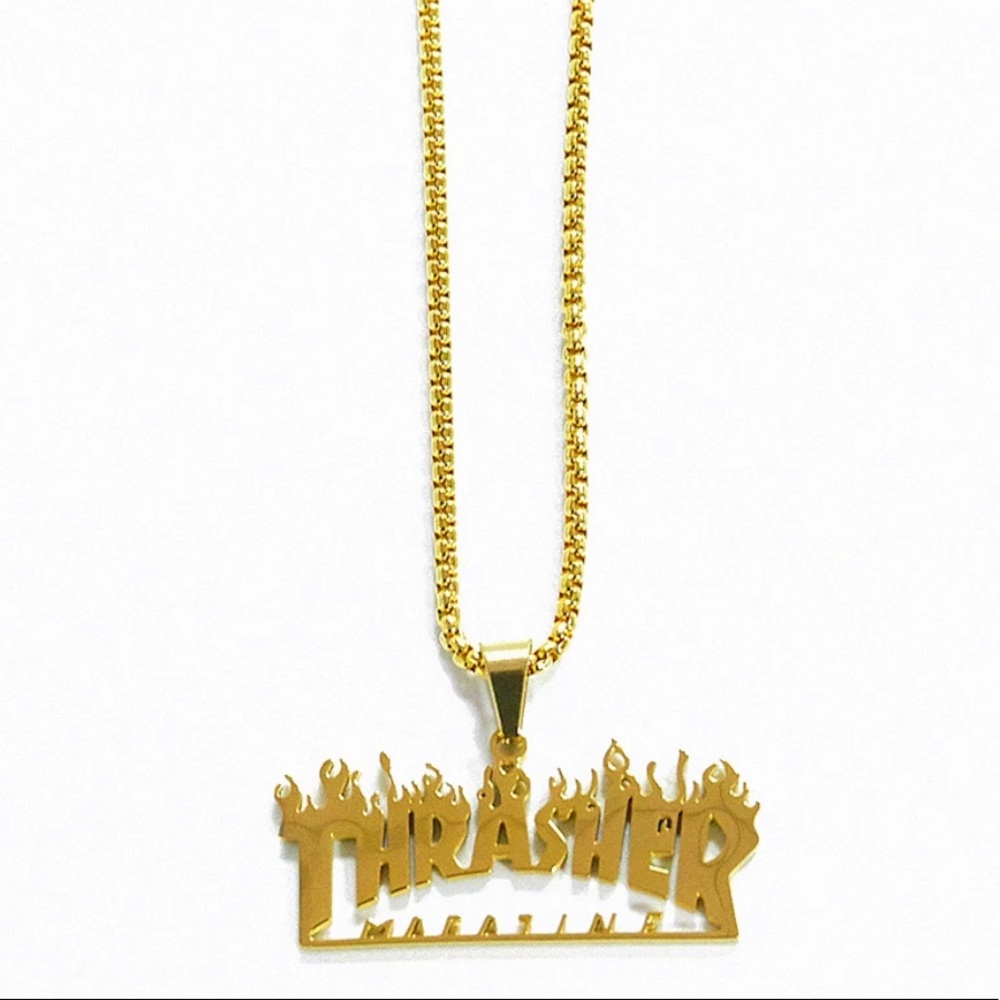 GOLD Thrashers magazine pendant chain